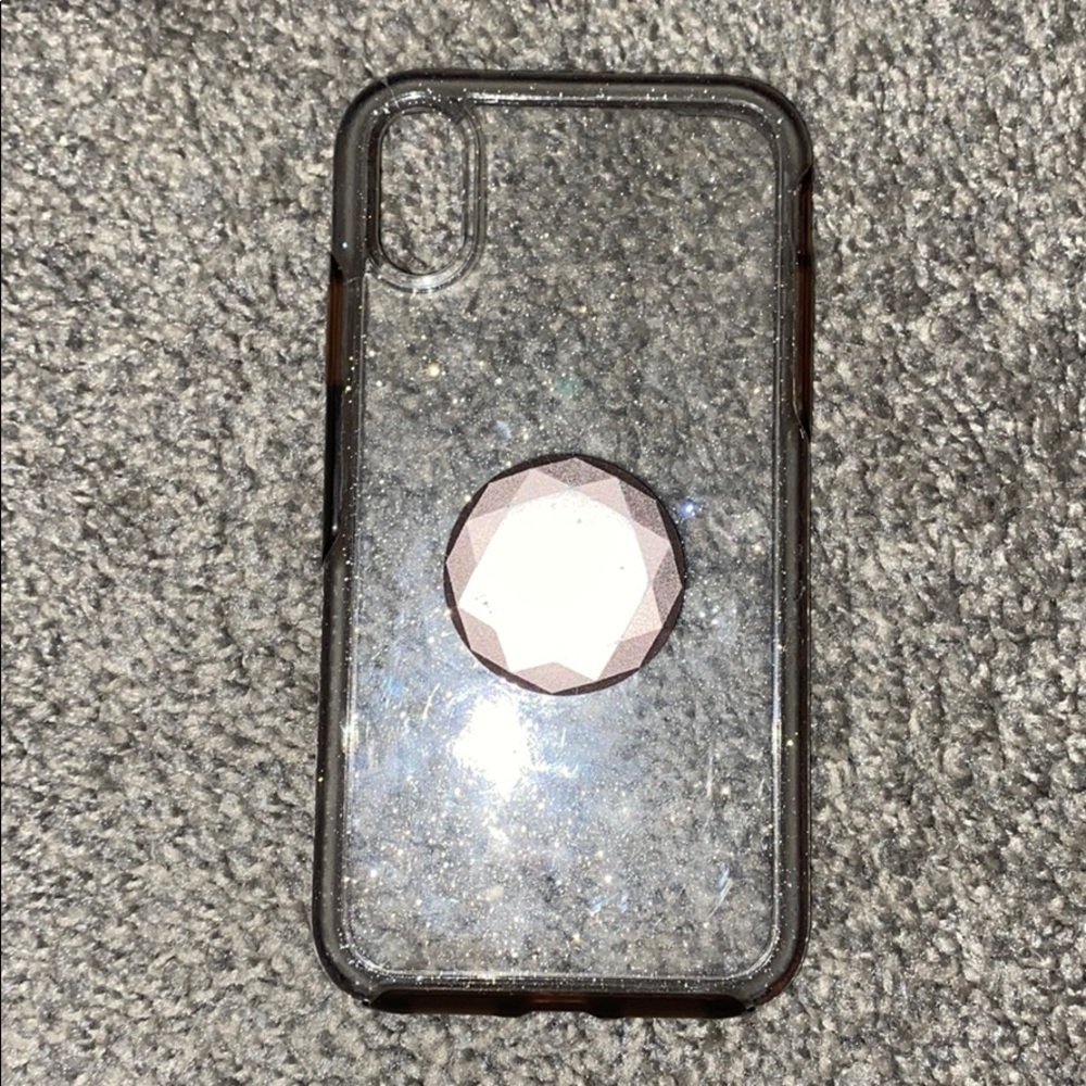OTTERBOX GLITTER IPHONE XR w/ diamond popsocket🤍